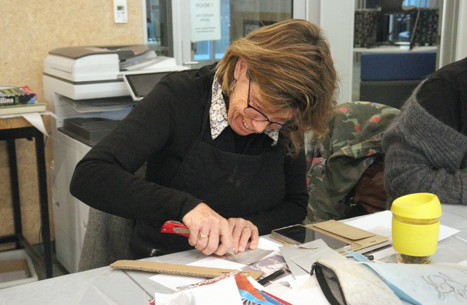Ursula Ramsbottom hard at work in the printmaking class.