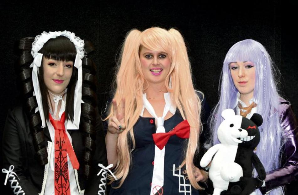 Dressed  as characters from  Japanese anime Danganronpa are (from left)  Rachel Mitchell, Shannen...