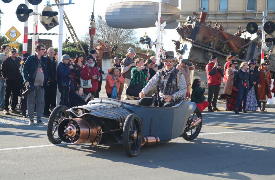 One of the mechanical marvels on display in the Steampunk Festival Street Parade.