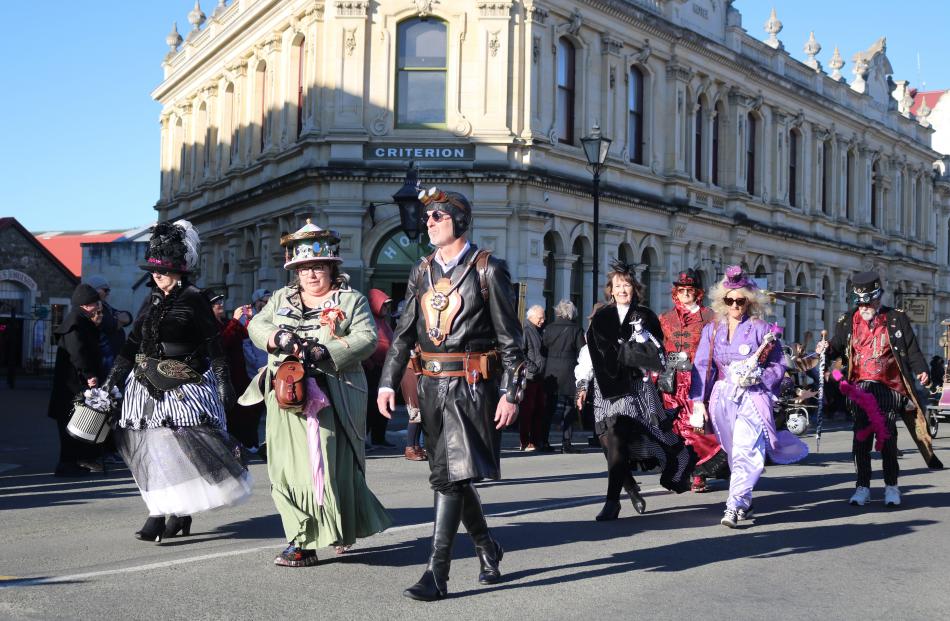 Steampunk outfits on display in the street parade.