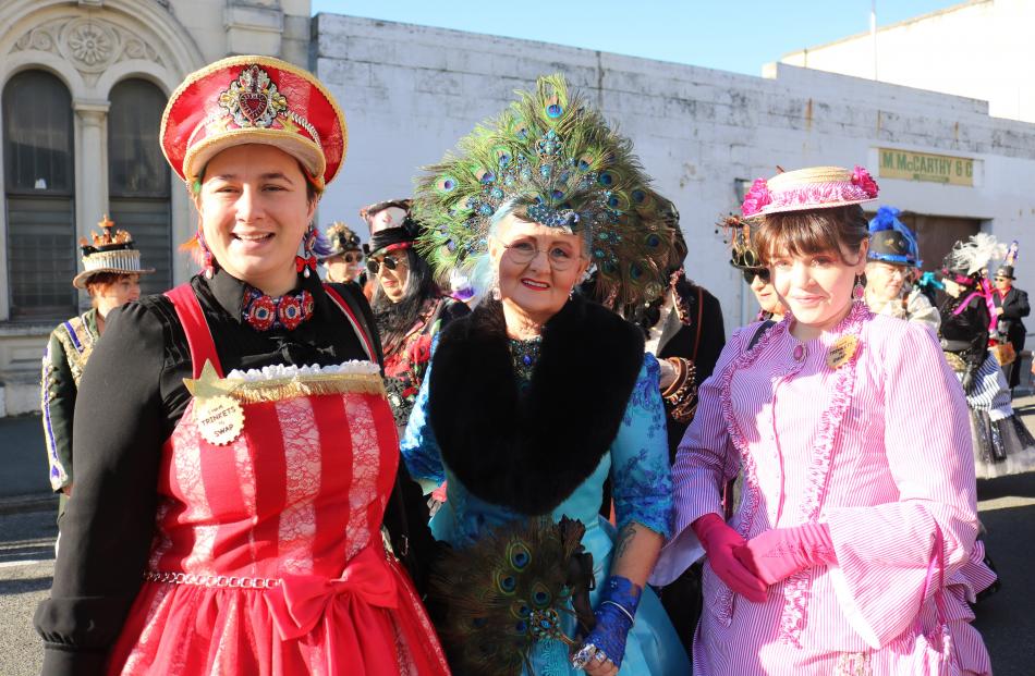 In the Steampunk Festival Street Parade (from left) are Jamie Buckland and Yvonne Yates, of...