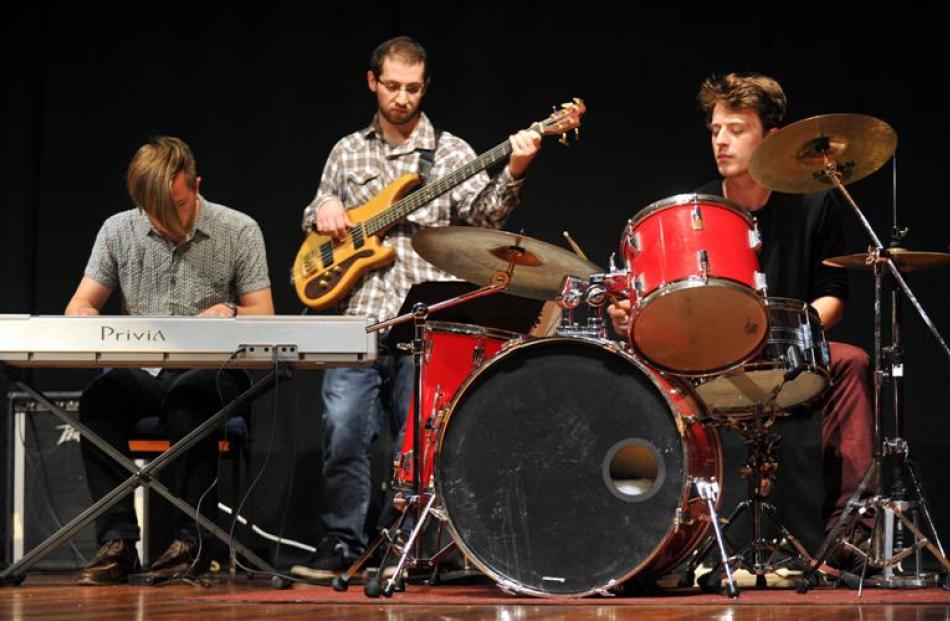 Die in Space members (from left) Finn Butler, Sam Leichter and Gabriel Griffin take centre stage.