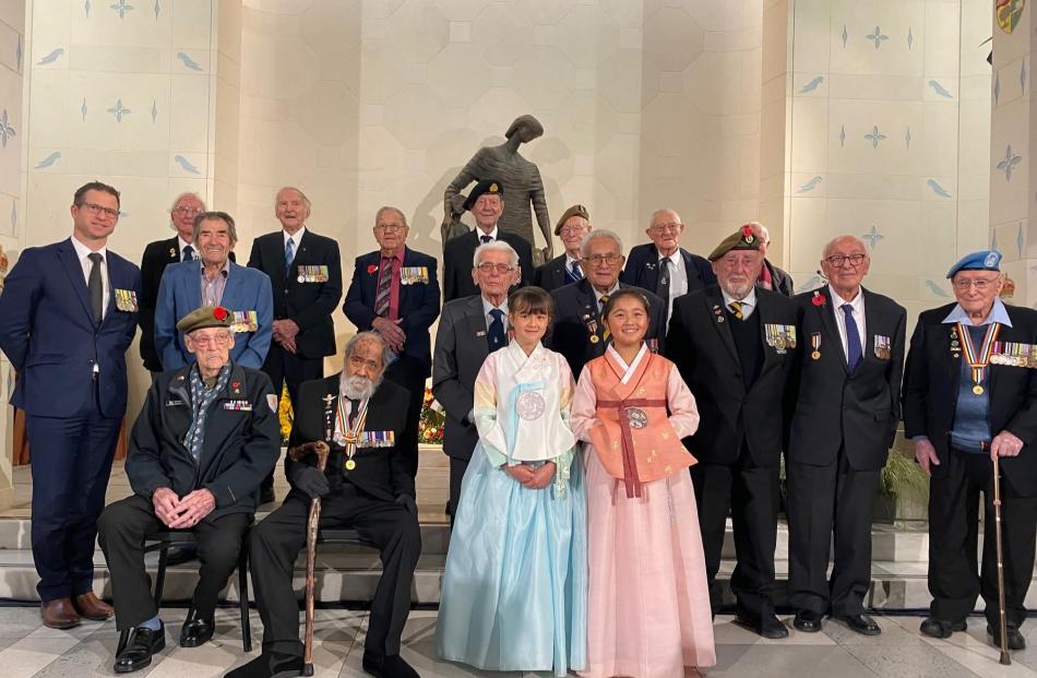 A group photo taken during the 75th Anniversary of the Korean War Armistice Ceremony in...