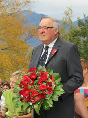 Queenstown Lakes District councillor Simon Stamers-Smith with a wreath he laid at the Arrowtown...