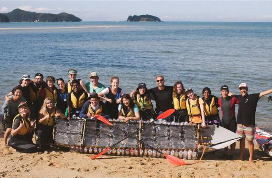 University of Otago student Bokyong Mun (centre front) with some of the 26 people who took a...