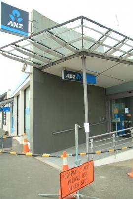 Cracked glass above the entrance  that closed the ANZ Balclutha branch at 4pm on Monday. The bank...