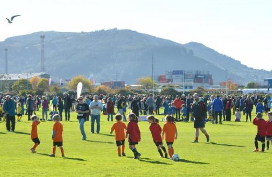 Junior footballers, parents and supporters.