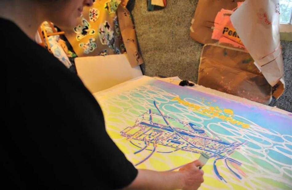 A large canvas which will also feature at Fresh and Fruity Gallery. It has involved airbrushing,...