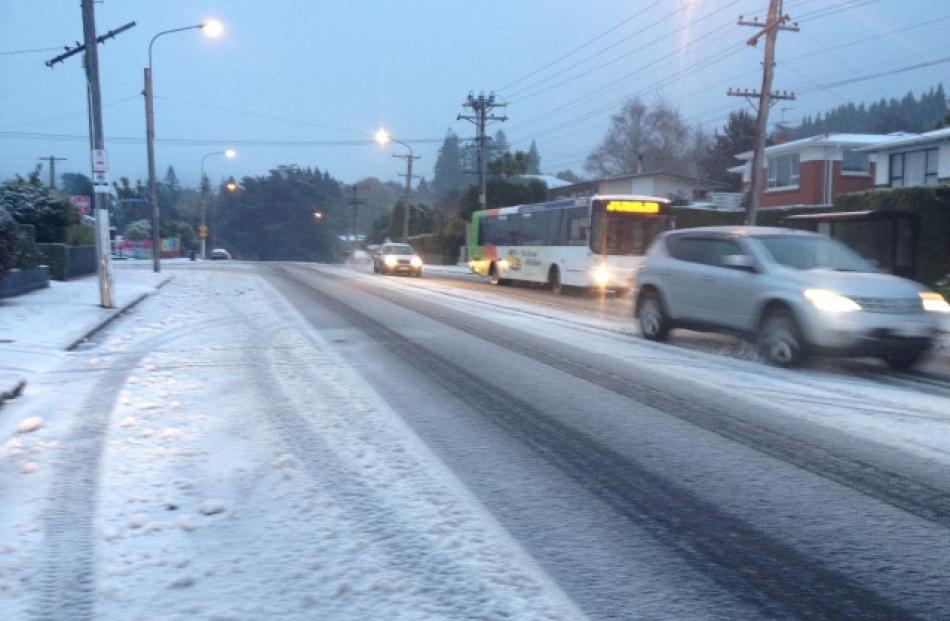 It was a chilly start for residents of Taieri Rd in Dunedin. Photo Craig Baxter