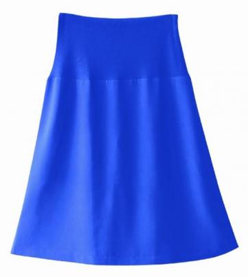 Cobalt pure silk Crepe-de-Chine A-line skirt on long knit band from Silkbody.