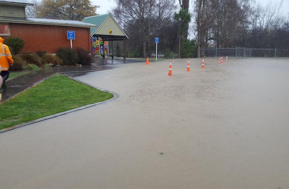 Flooding at East Taieri School. Photo from Facebook