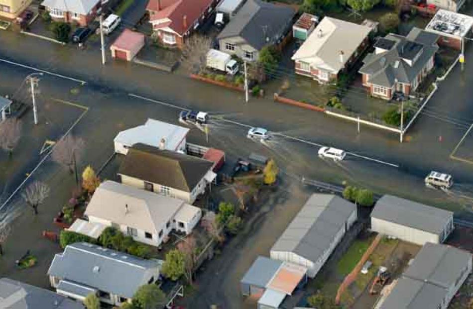 Floodwater lingers.