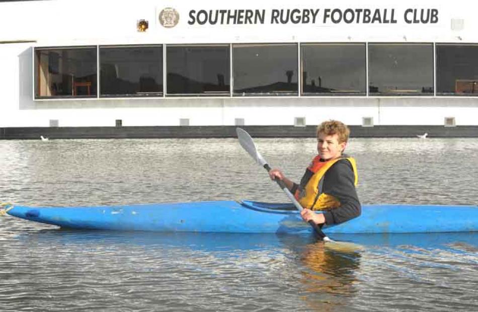 Bathgate Park: filling in his day off from school is Louis McKay (12).