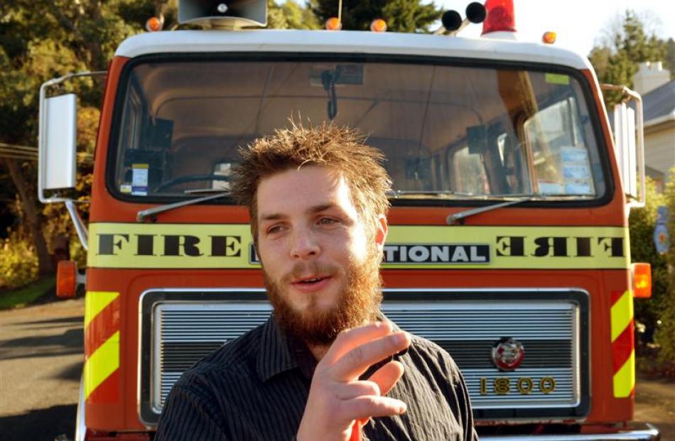 Mischael Palmer with his V8 fire engine in Northeast Valley on Saturday. Photos by Stephen Jaquiery.