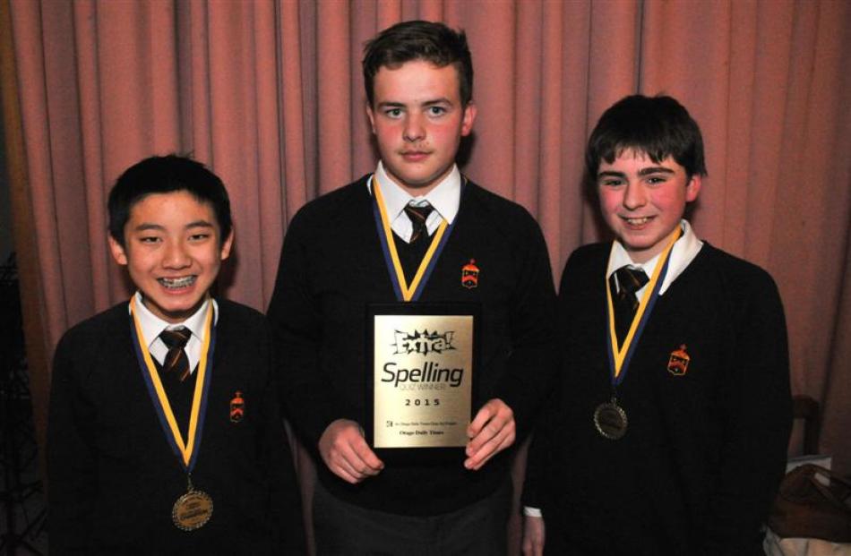 John McGlashan College trio (from left) Jaiden Tucker, Alex Leckie-Zaharic (both 14) and Boen...