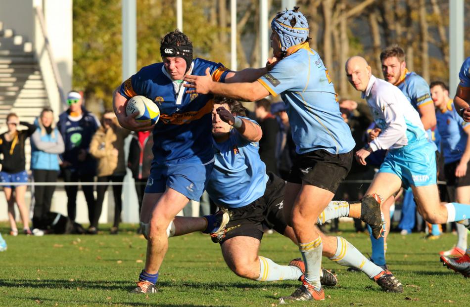 Action from the Taieri vs University A game in the latest round of Dunedin Premier Rugby. Photo...