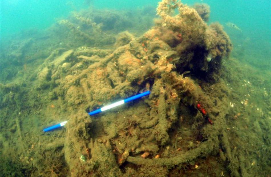 Debris on the deck of the whaling ship Othello, built in 1853, in Prices Inlet, Stewart Island ...