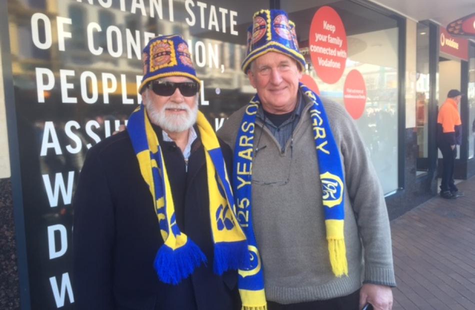 Long-time Highlanders supporters Alan Watts (left) and Kevin Seaman.
