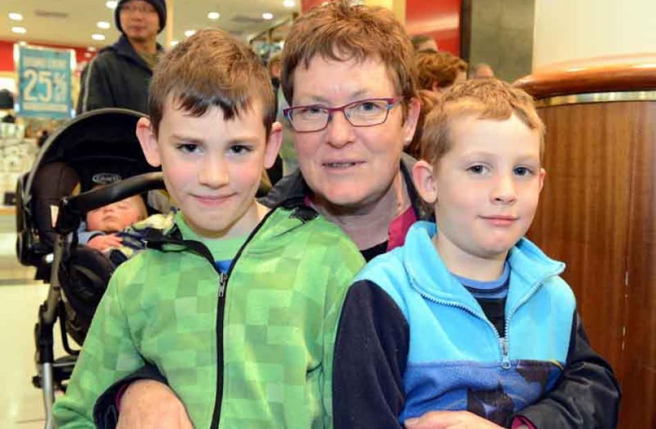 Lesley Richan, of Dunedin, with her grandsons Quin (8) and Case (5) Richan, of Alexandra.