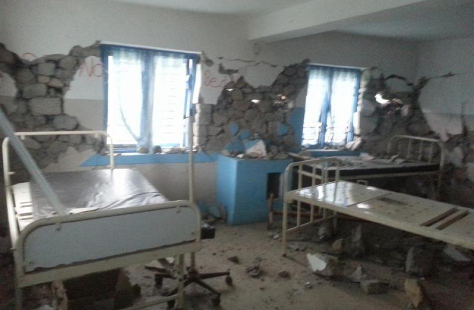 Damage inside the health centre.