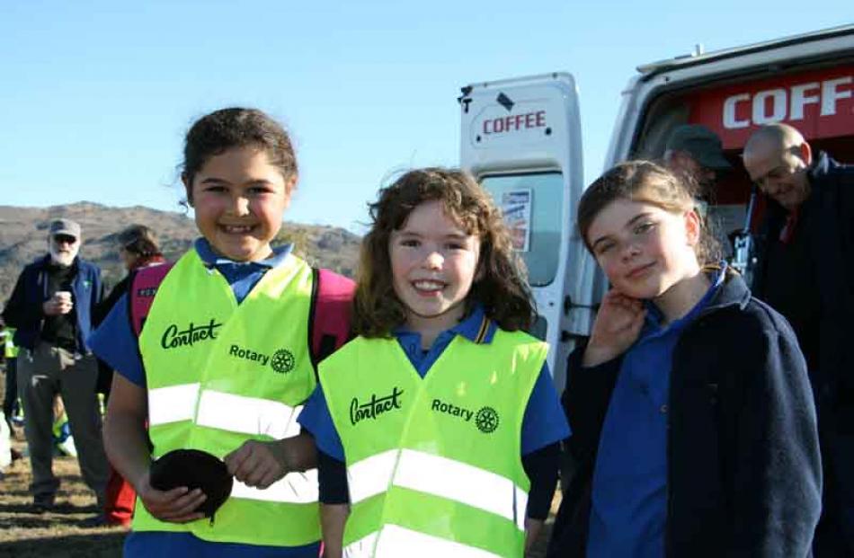 Clyde Primary School pupils Portia Randall (8), Megan De Cort (8) and Hailey Petrie (8), all of...