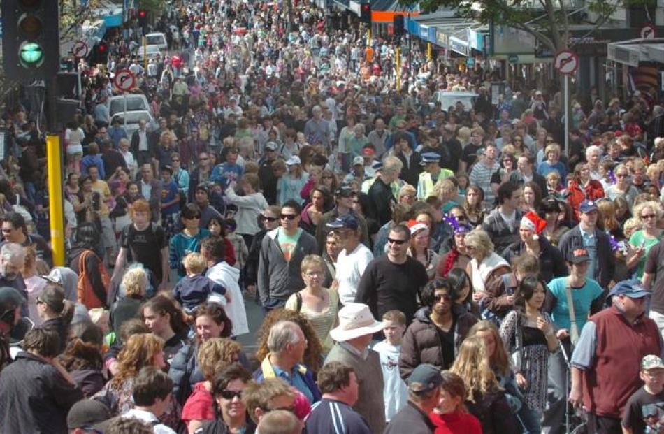 Some of the tens of thousands of people who took over the Octagon in Dunedin following the 11th...