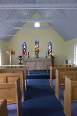The interior of Moeraki's Anglican church in Haven St.