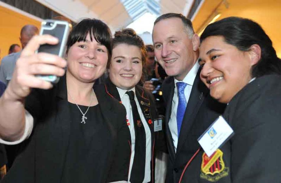 Selfies with prime Minister John Key.