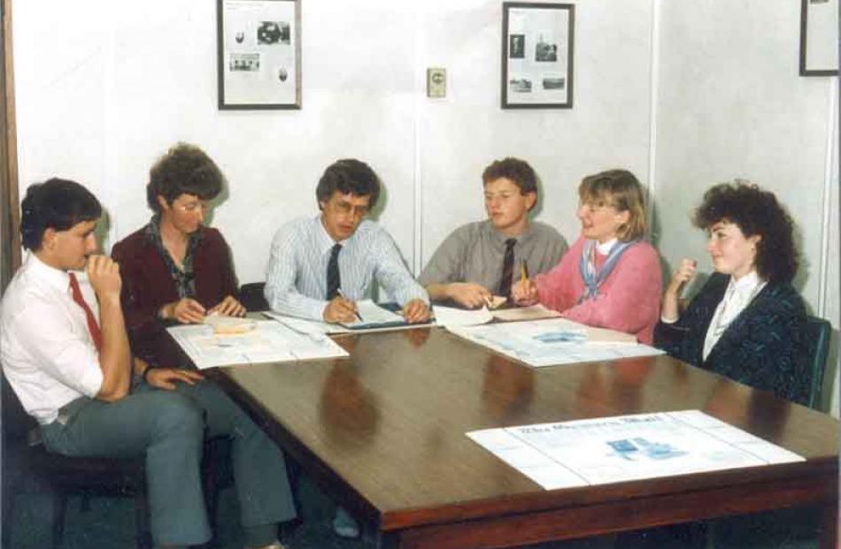 At an Oamaru Mail news conference - (from left) Greg Cayford, Jo Keppel, David Bruce, Andrew...