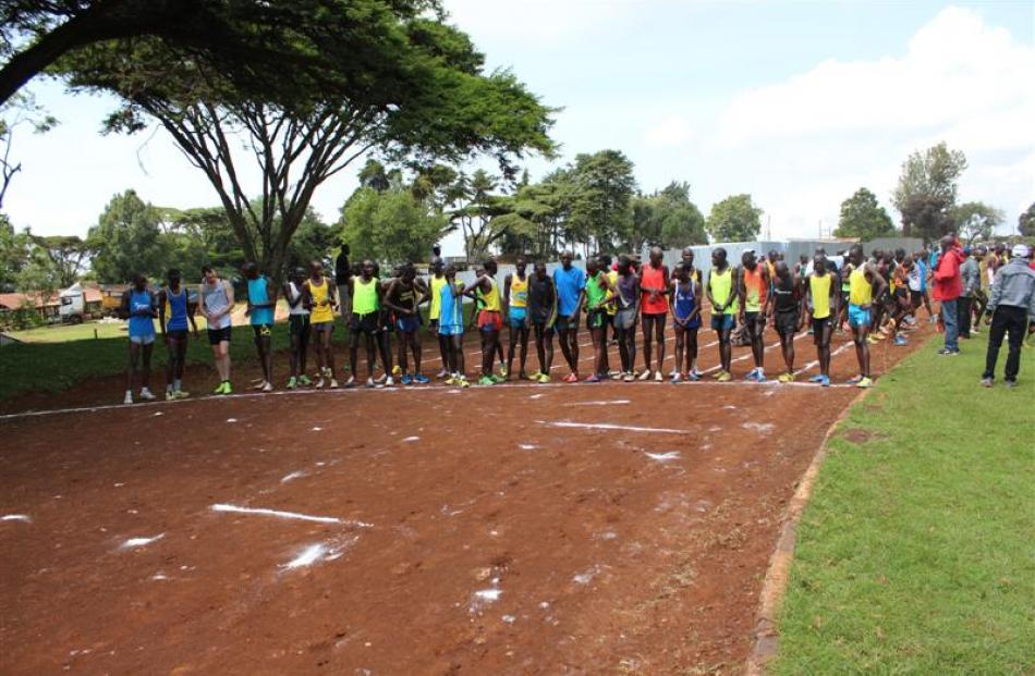 Peter Meffan lines up for the start of the 5000m  in the Iten championships in June. Photos...