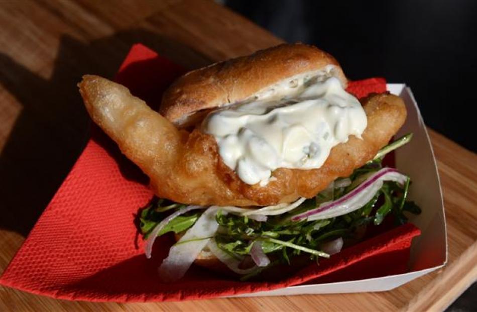 Beer battered cod in a bun. Photo by Gregor Richardson.