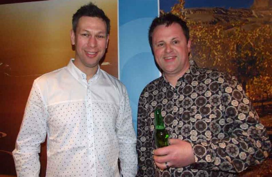 Business award winners, co-owners of The Fridge, Bodean Cowley (left), of Alexandra, and Scott...