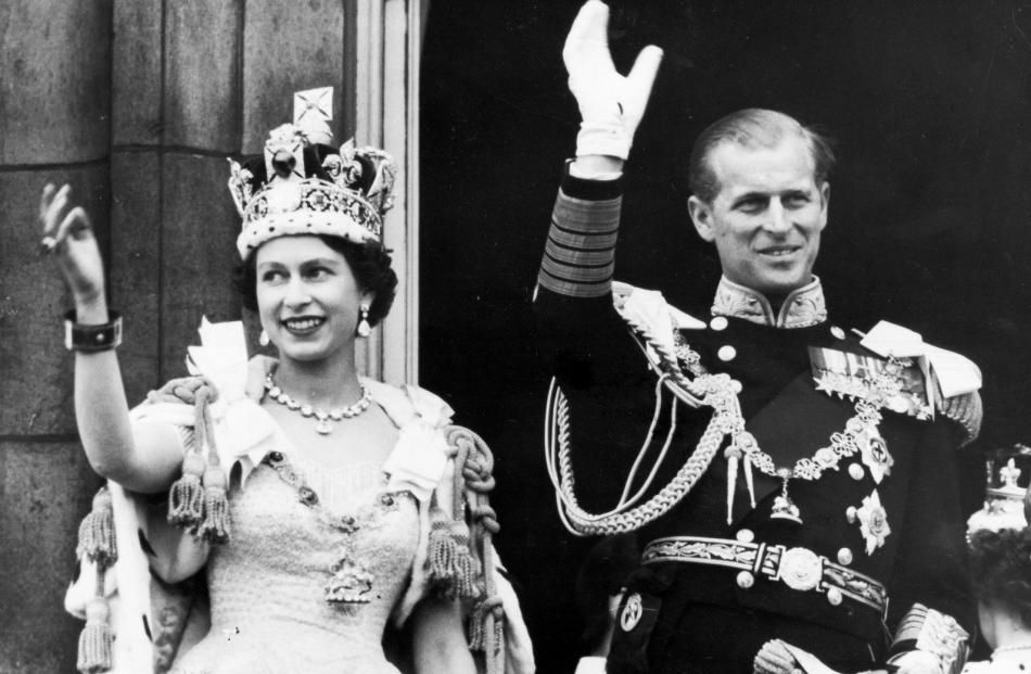 The Queen and the Duke of Edinburgh at Buckingham Palace on her coronation day on June 2, 1953....