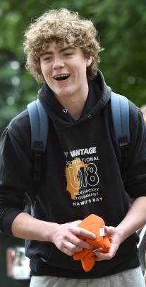 First-year student Caleb Devery, 18, of Invercargill, plays corn hole at Tent City yesterday.