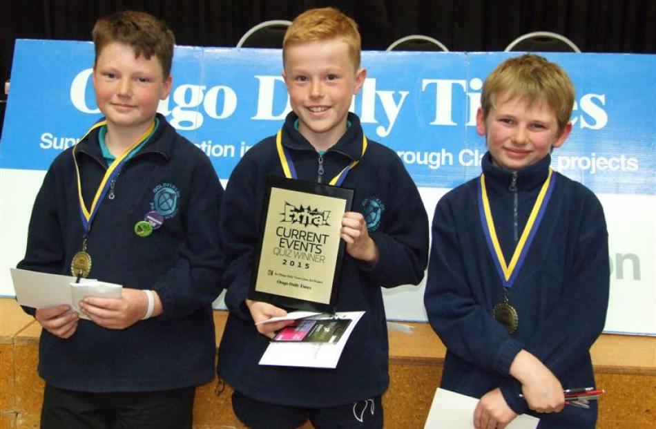 Goldfields School pupils (from left) Quinn Roberts, Ben Sinnott and Will Slattery (all 10), won...