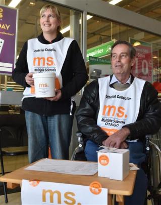 Otago Multiple Sclerosis Society manager Tania McGregor and collector Paul Paardekooper. Photo by...