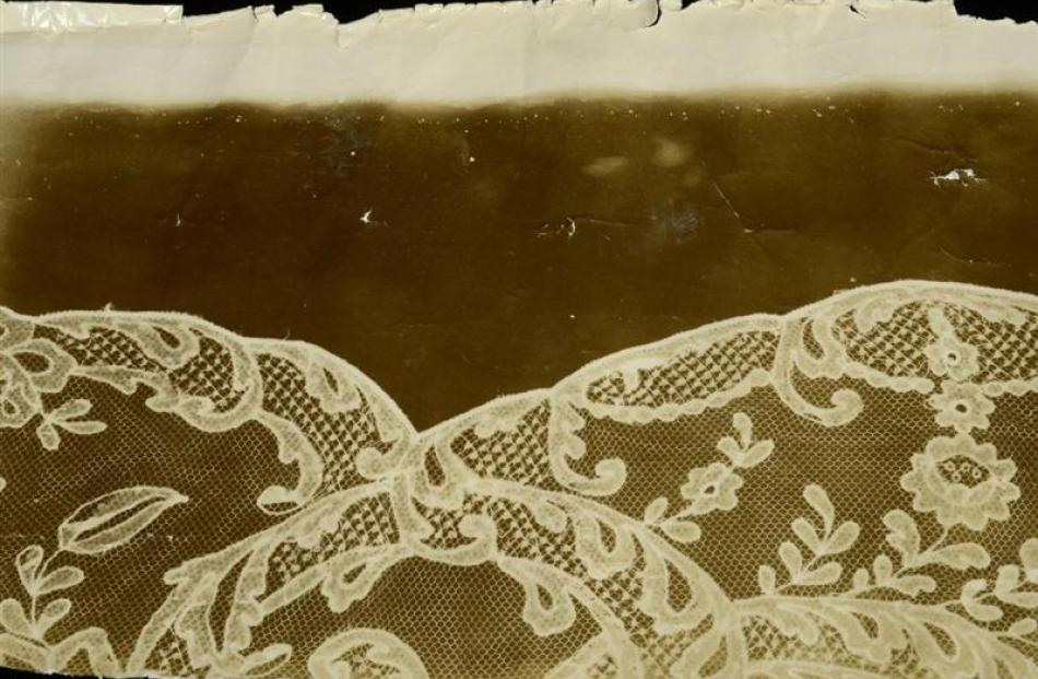 This photogram of an existing piece of Carrickmacross lace came from the United Kingdom. Brenda...