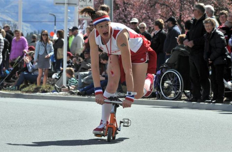 Sport Suzie, also known as Louise Kerr, of Christchurch, tested out some tiny wheels. Photo by...