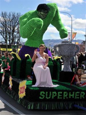 The Alexandra hockey and rugby clubs' entry  Super Heroes with princess Bridget Naylor aboard,...