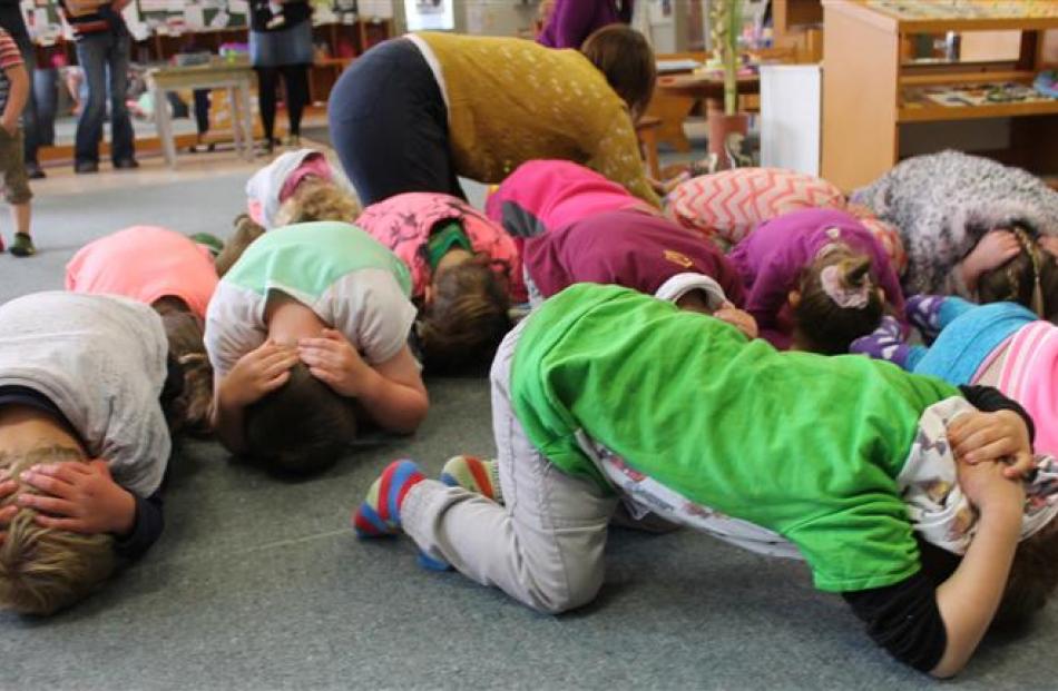 Children from Longbush Rural Kindergarten, near Invercargill, practise their  techniques...