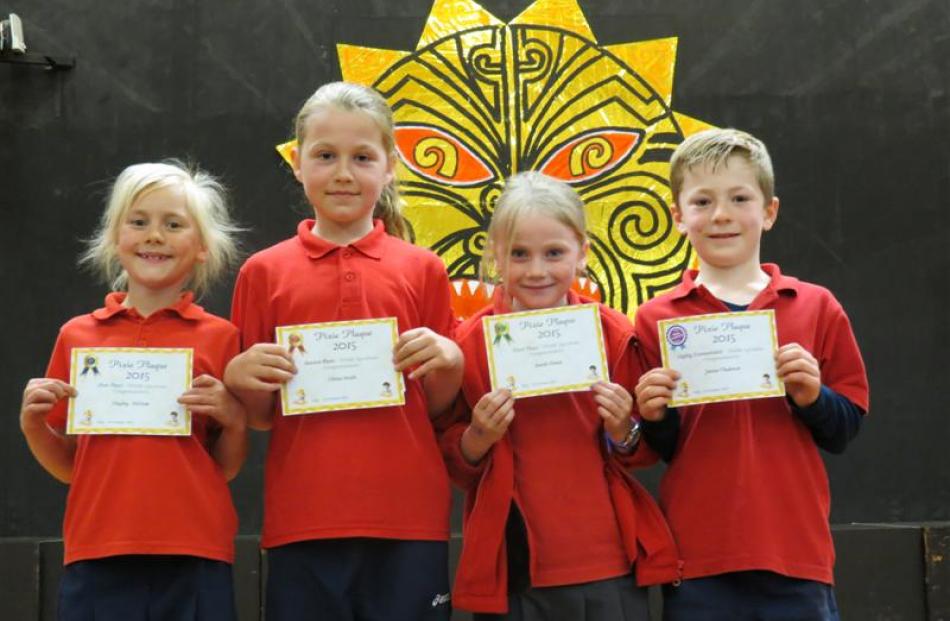 Middle syndicate writing award winners. (From left) Hayley McHale, Olivia Smith, Sarah Evans and...