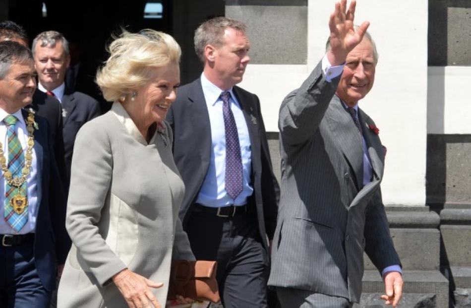 Prince Charles waves to the crowd. Photo Stephen Jaquiery