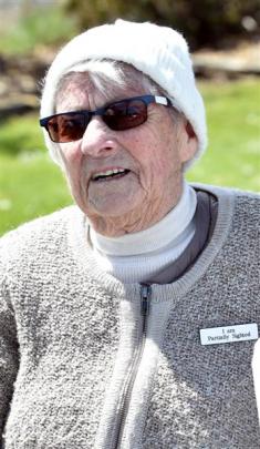Olive Austin (91), of Dunedin, greeted the Royal couple  at Mosgiel Railway Station. Photos by...
