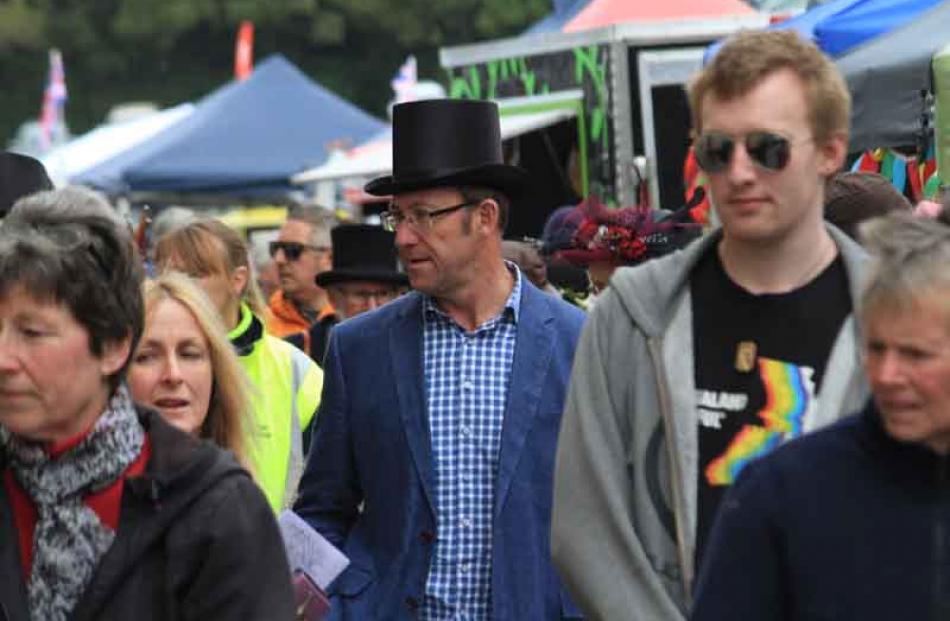 Labour leader Andrew Little blends into the crowd.