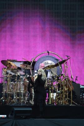 Fleetwood Mac drummer Mick Fleetwood lets out a grin at last night's concert at Forsyth Barr...