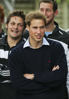 Rubbing shoulders . . . Richie McCaw with Prince William (centre)and teammate Chris Jack ...