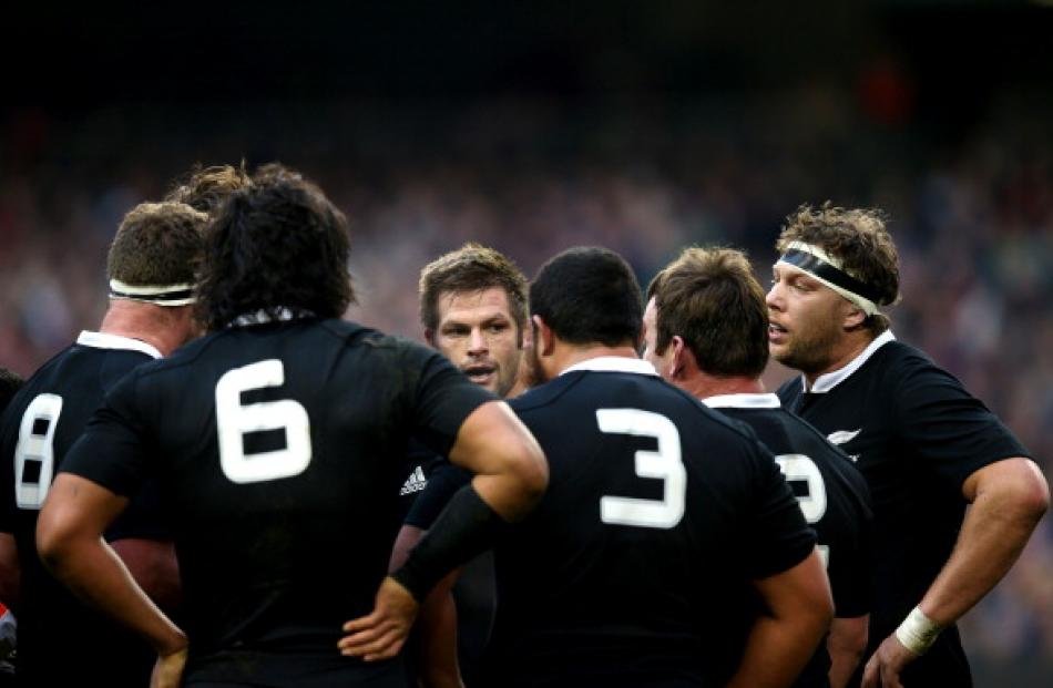Team talk . . . McCaw encourages his players during a match against Ireland at Aviva Stadium in...