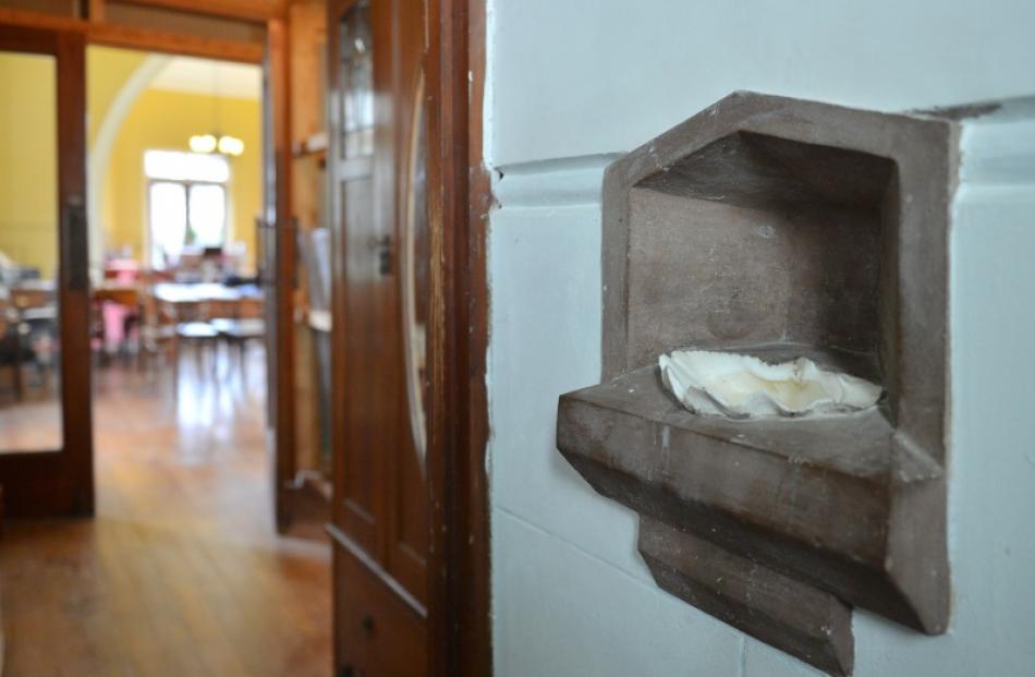 Appropriately for a church near the sea, the holy water font is a shell.