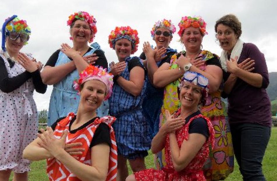 The West Otago Synchronised Swimmers prepare to perform at the West Otago A & P Show at Tapanui...