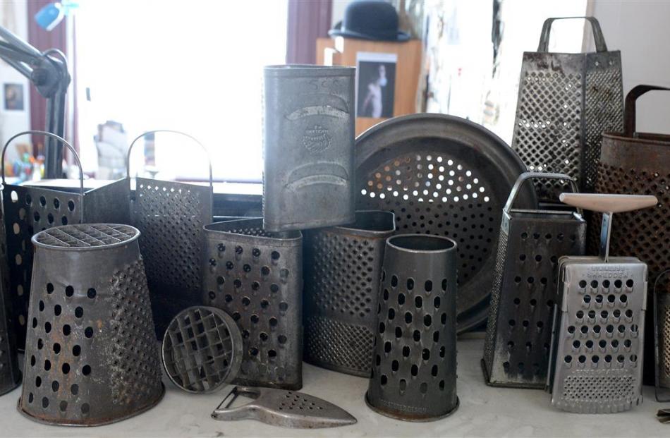 Old cheese graters waiting to be transformed.